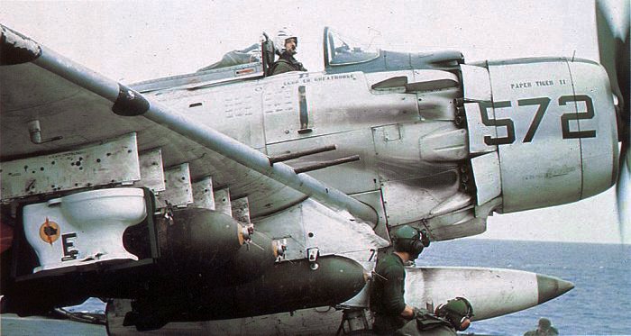 A-1H_Skyraider_of_VA-25_with_toilet_bomb_on_USS_Midway_(CVA-41)_in_October_1965_(NNAM.1996.253...jpg